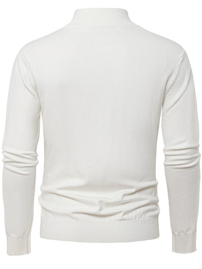 Striktrøje Herre – Pullover med høj hals og klassisk design til hverdag, arbejde og lag-på-lag i Sort og Hvid – Everett