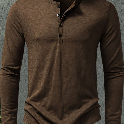 Henley Trøje Herre – Langærmet henley med klassisk design til hverdag, arbejde og lag-på-lag i Militærgrøn og Khaki – Dalton