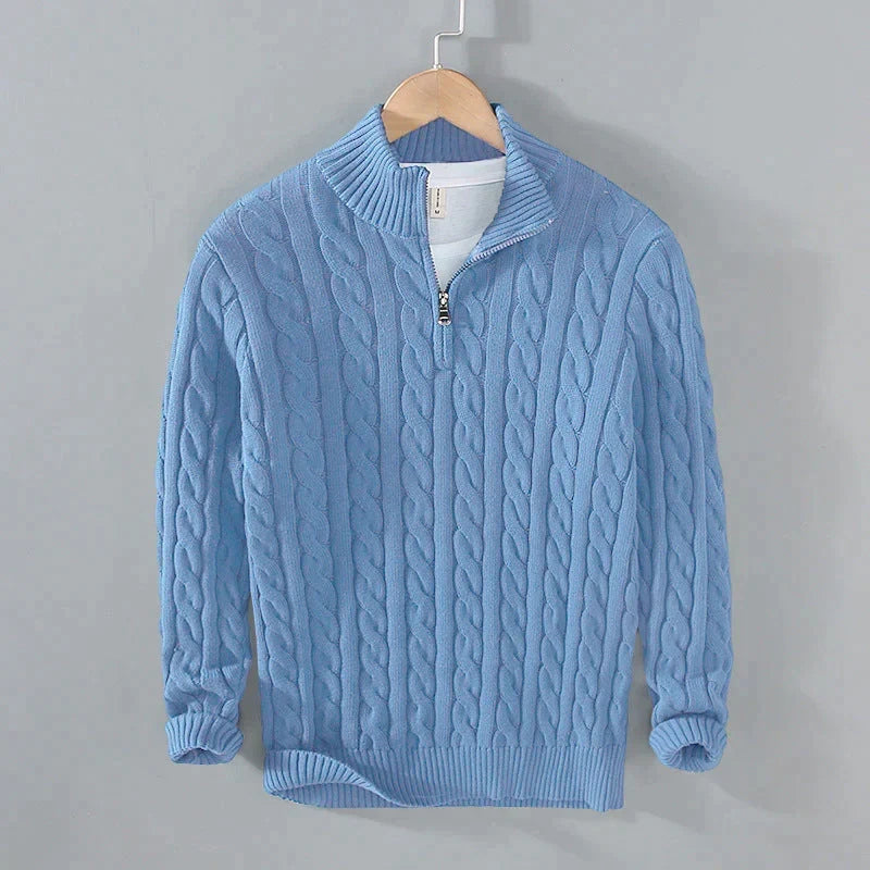 Half Zip Pullover Herre – Striktrøje med Lynlås i Kraven