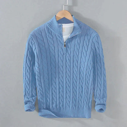 Half Zip Pullover Herre – Striktrøje med Lynlås i Kraven