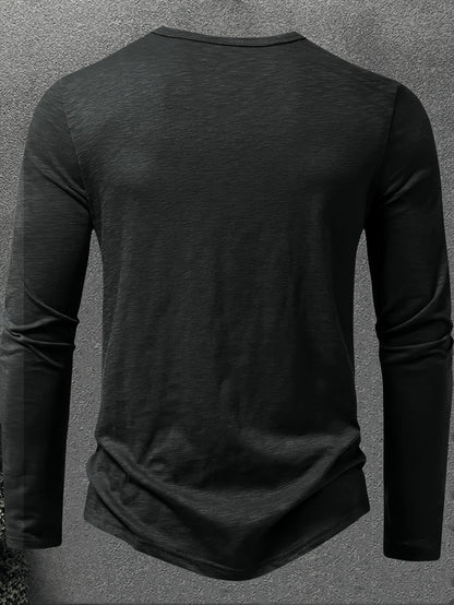 Henley Trøje Herre – Langærmet henley med klassisk design til hverdag, arbejde og lag-på-lag i Militærgrøn og Khaki – Dalton