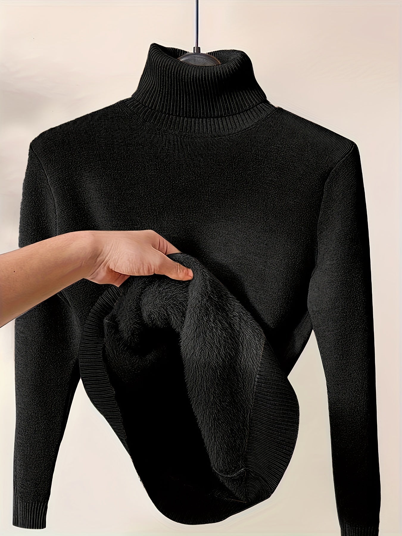 Striktrøje Dame – Pullover med høj hals til hverdag, arbejde og lag-på-lag i Mørkebrun og Sort – Selena