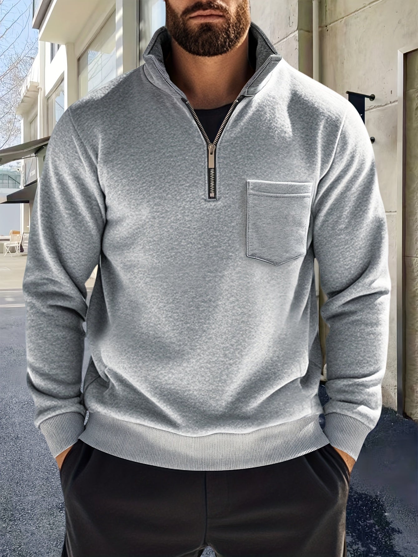 Half-Zip Pullover Herre – Klassisk Striktrøje med Lynlås
