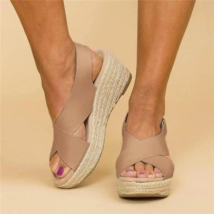 Espadrille Sandaler Dame – Kilehæl Sandaler med Krydsrem