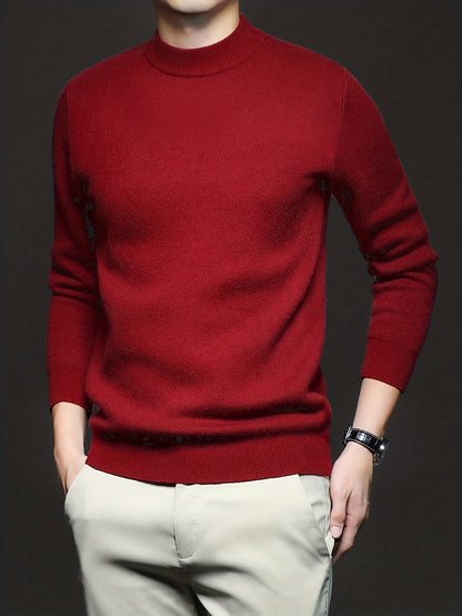 Striktrøje Herre – Pullover med høj hals og klassisk design til hverdag, arbejde og lag-på-lag i Sort og Hvid – Everett