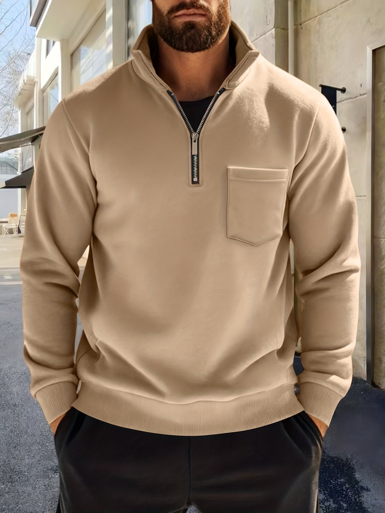 Half-Zip Pullover Herre – Klassisk Striktrøje med Lynlås