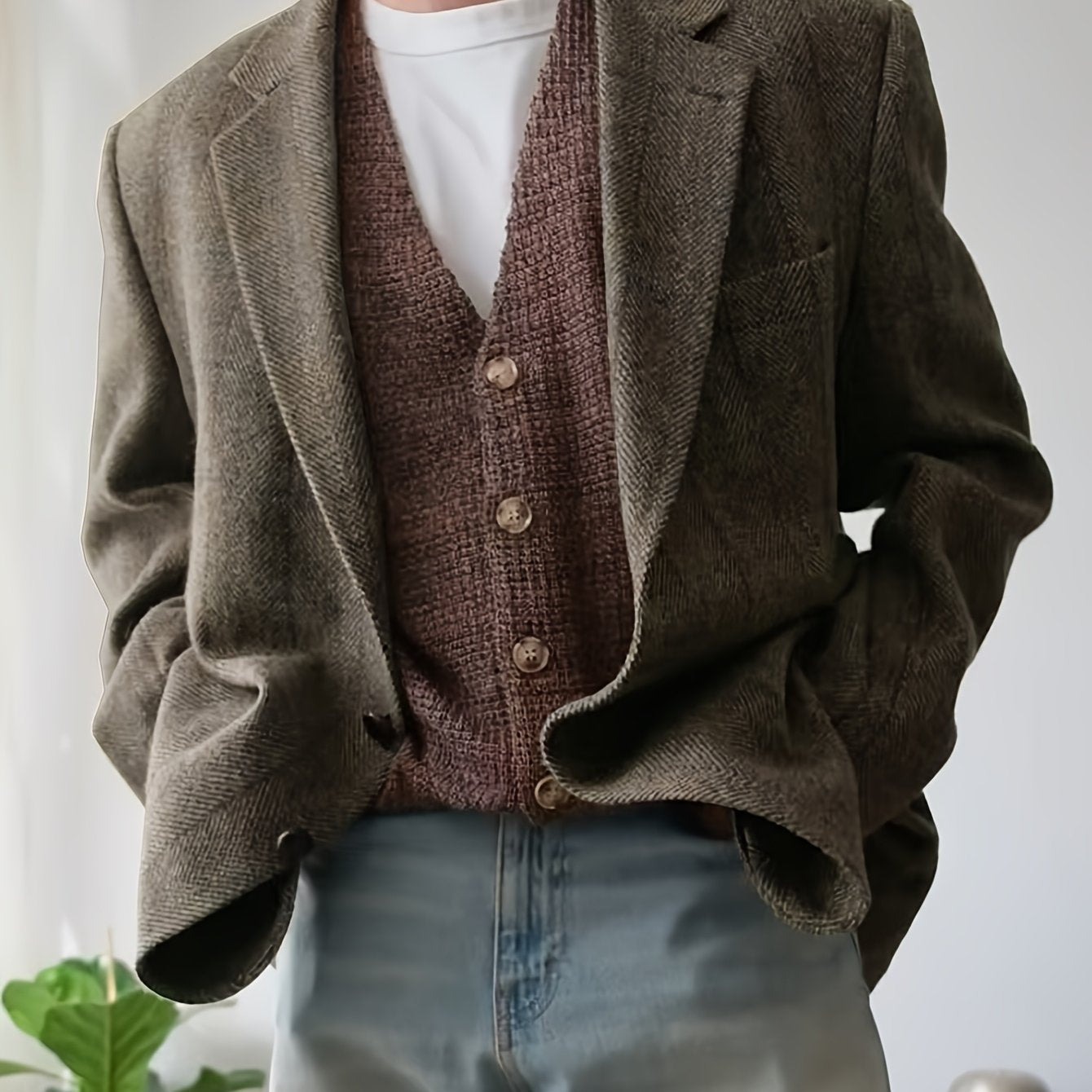 Blazer Herre – Skræddersyet blazer med tekstureret overflade og klassisk design til efterår, overgangsvejr og hverdag