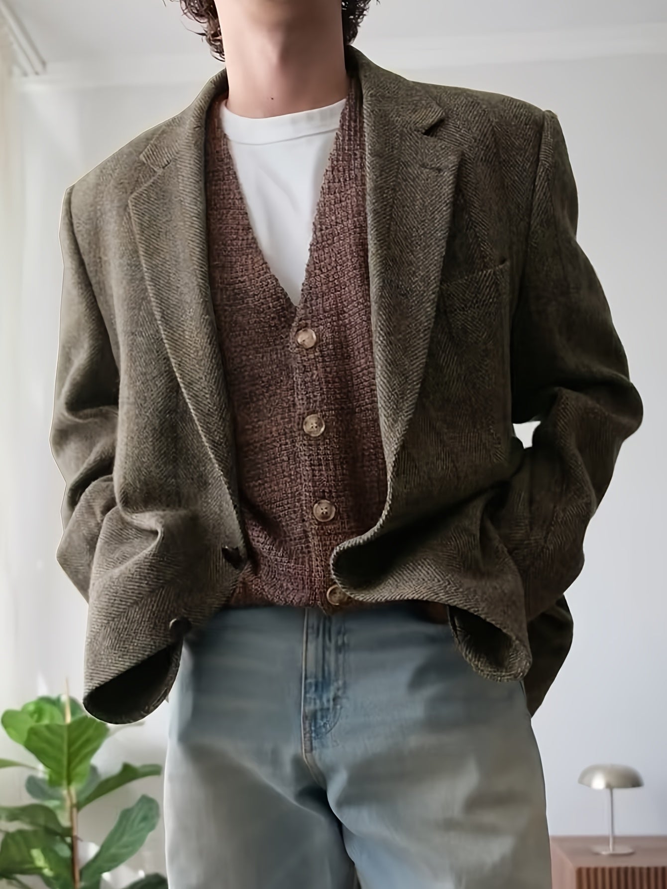 Blazer Herre – Skræddersyet blazer med tekstureret overflade og klassisk design til efterår, overgangsvejr og hverdag