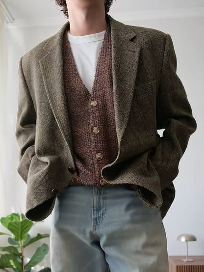 Blazer Herre – Skræddersyet blazer med tekstureret overflade og klassisk design til efterår, overgangsvejr og hverdag