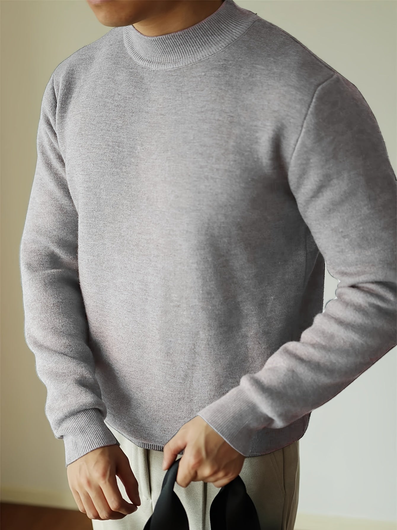 Striktrøje Herre – Pullover med høj hals og klassisk design til hverdag, arbejde og lag-på-lag i Sort og Hvid – Everett