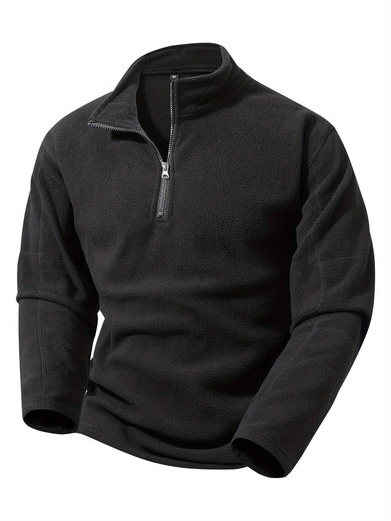 Striktrøje Herre – Pullover med half-zip lynlås og ståkrave til hverdag, arbejde og lag-på-lag i Olivengrøn Drab og Sort – Grayson