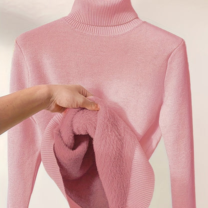 Striktrøje Dame – Pullover med høj hals til hverdag, arbejde og lag-på-lag i Mørkebrun og Sort – Selena