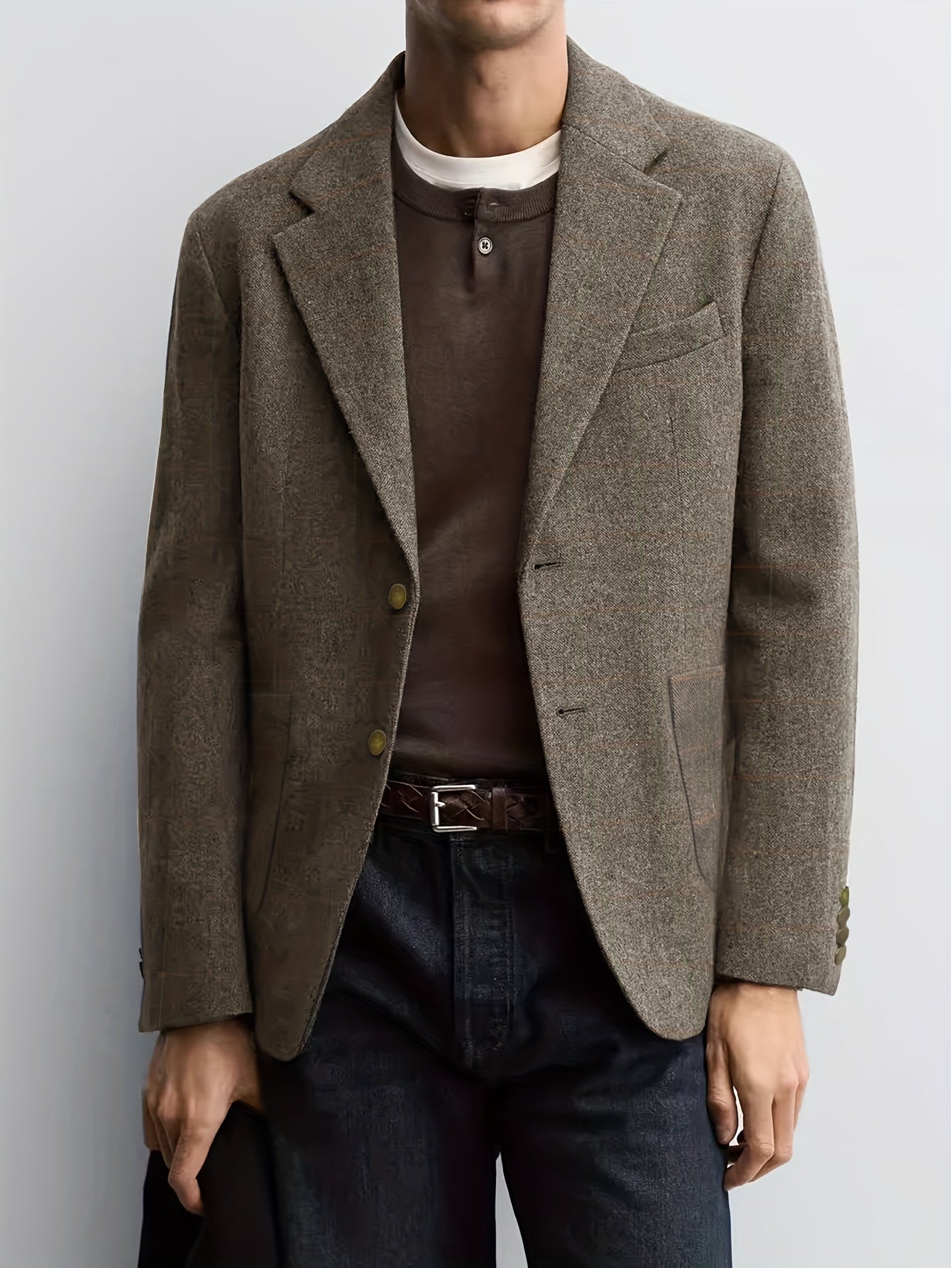 Blazer Herre – Skræddersyet blazer med tekstureret overflade og klassisk design til efterår, overgangsvejr og hverdag