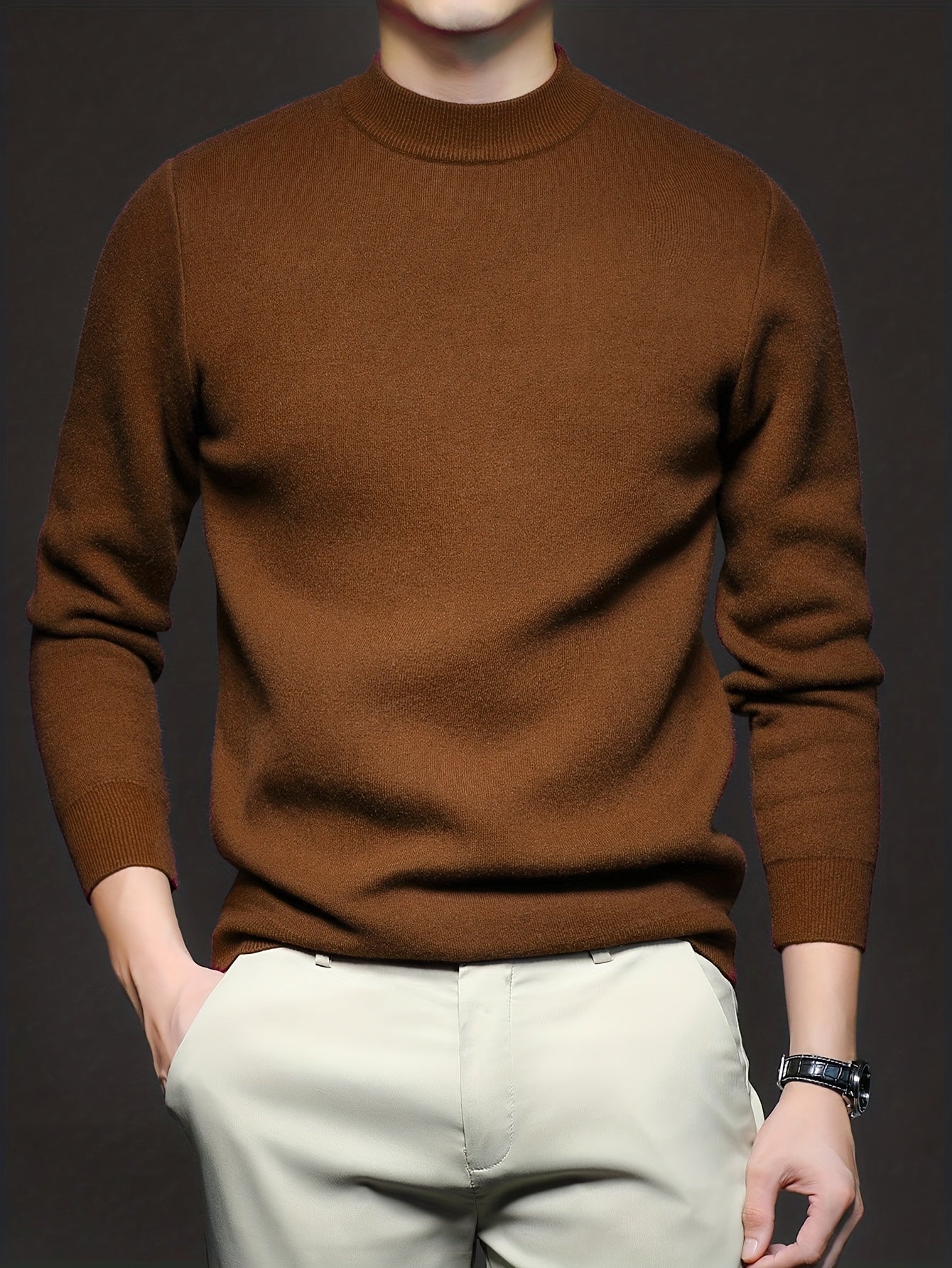 Striktrøje Herre – Pullover med høj hals og klassisk design til hverdag, arbejde og lag-på-lag i Sort og Hvid – Everett