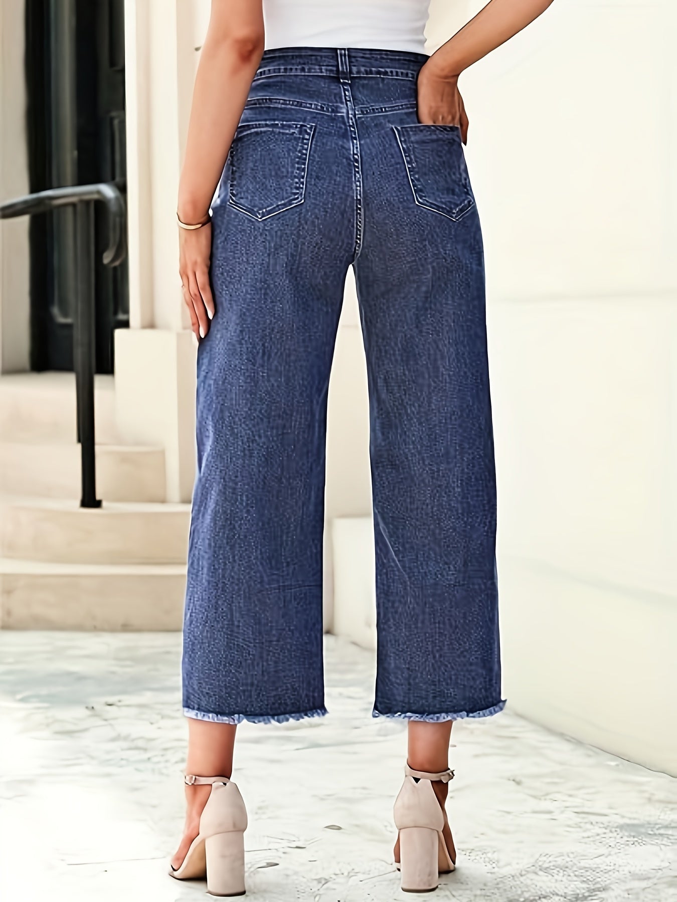 Jeans Dame – Denimbukser med kort pasform, skræddersyet pasform og lige ben til hverdag, kontor og smart casual