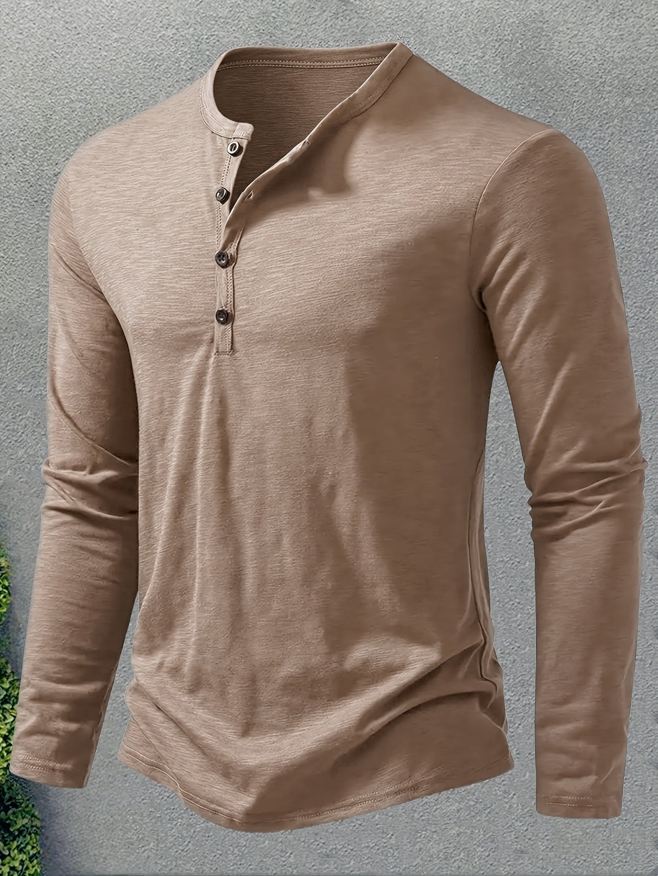 Henley Trøje Herre – Langærmet henley med klassisk design til hverdag, arbejde og lag-på-lag i Militærgrøn og Khaki – Dalton