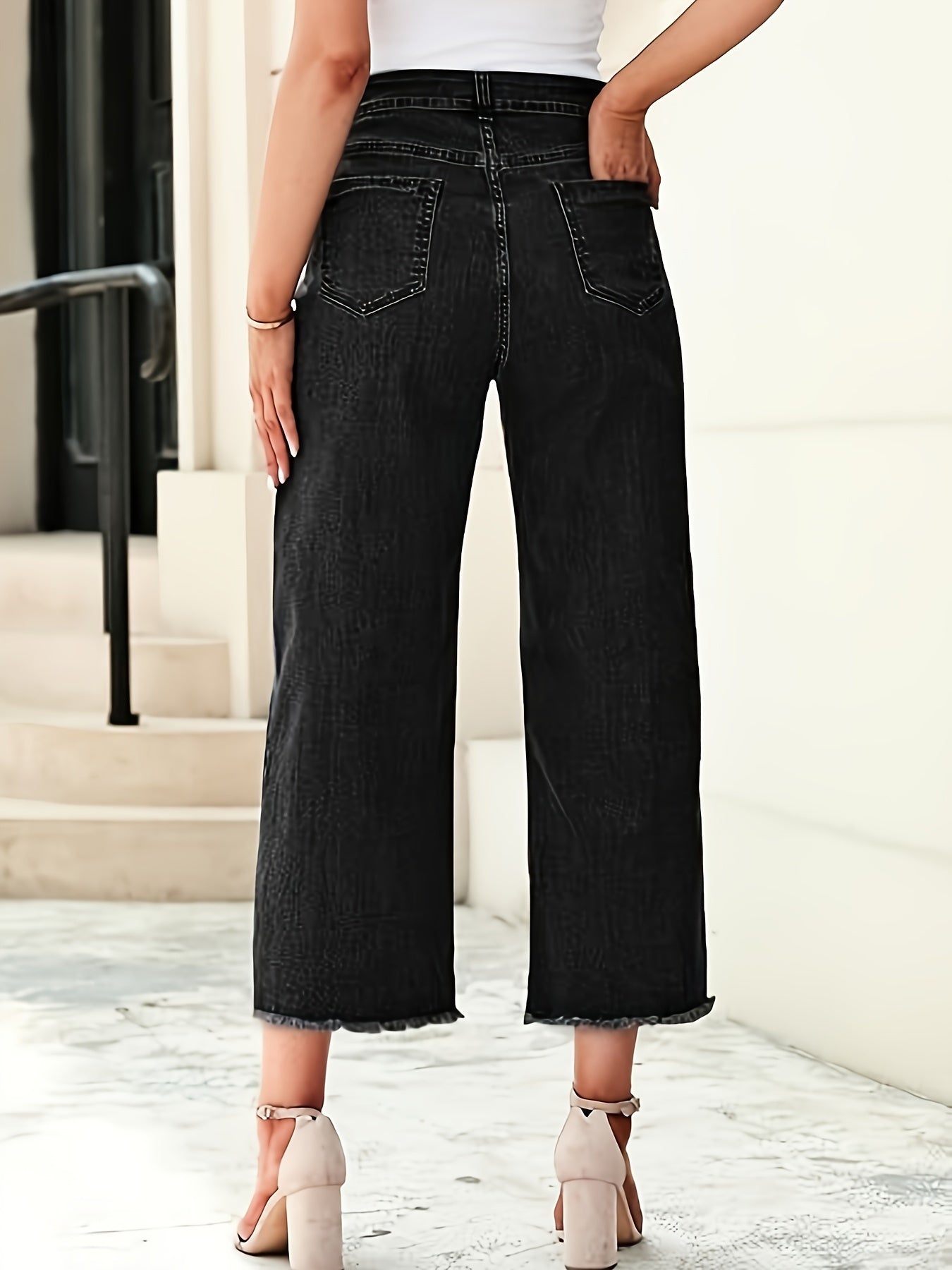 Jeans Dame – Denimbukser med kort pasform, skræddersyet pasform og lige ben til hverdag, kontor og smart casual