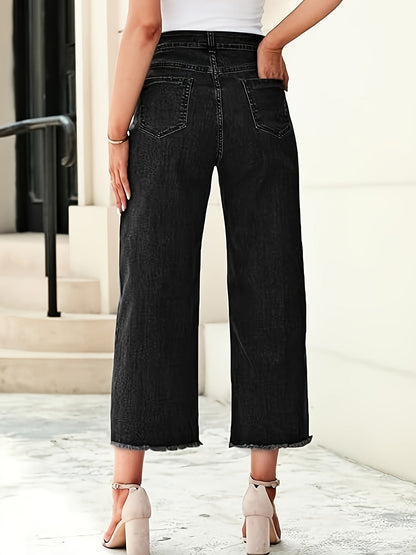 Jeans Dame – Denimbukser med kort pasform, skræddersyet pasform og lige ben til hverdag, kontor og smart casual