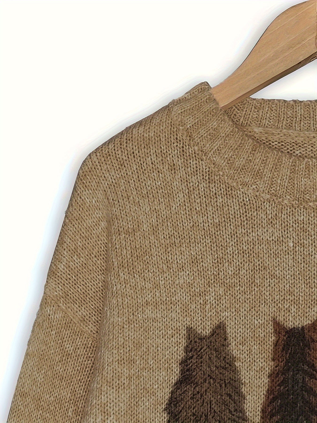 Striktrøje Dame – Pullover med katteprint og mønstret design til hverdag, arbejde og lag-på-lag
