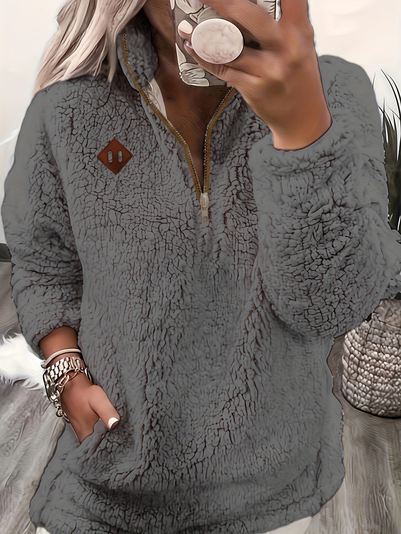 Half-Zip Pullover Dame – Afslappet Striktrøje med Lynlås