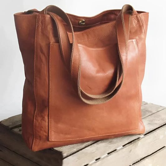 Shopper Taske Dame – Stor Lædertaske med Vintage Look