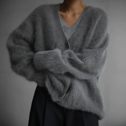 Ravena Cardigan Dame – Elegant Strikcardigan med Løs Pasform