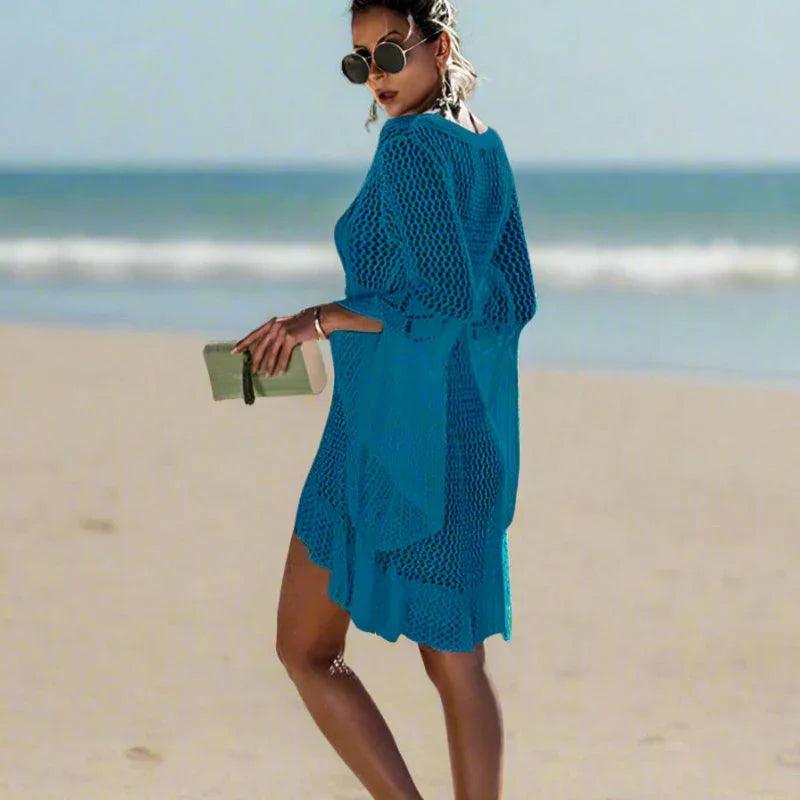 Strand Cover-Up Dame – Asymmetrisk Hæklet Strandkjole