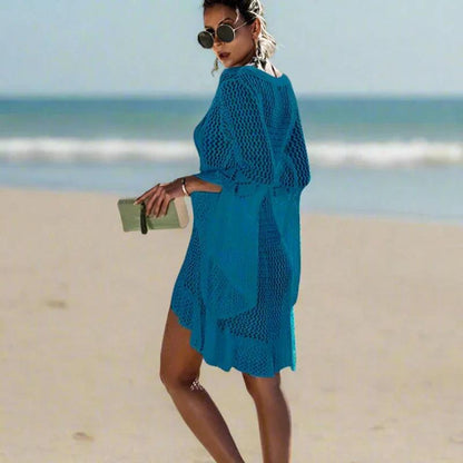 Strand Cover-Up Dame – Asymmetrisk Hæklet Strandkjole