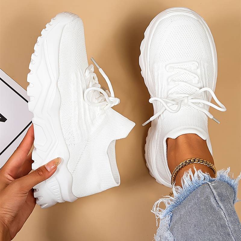 Sneakers Dame – Chunky Sko med Mesh og Snørebånd