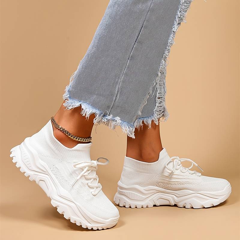 Sneakers Dame – Chunky Sko med Mesh og Snørebånd