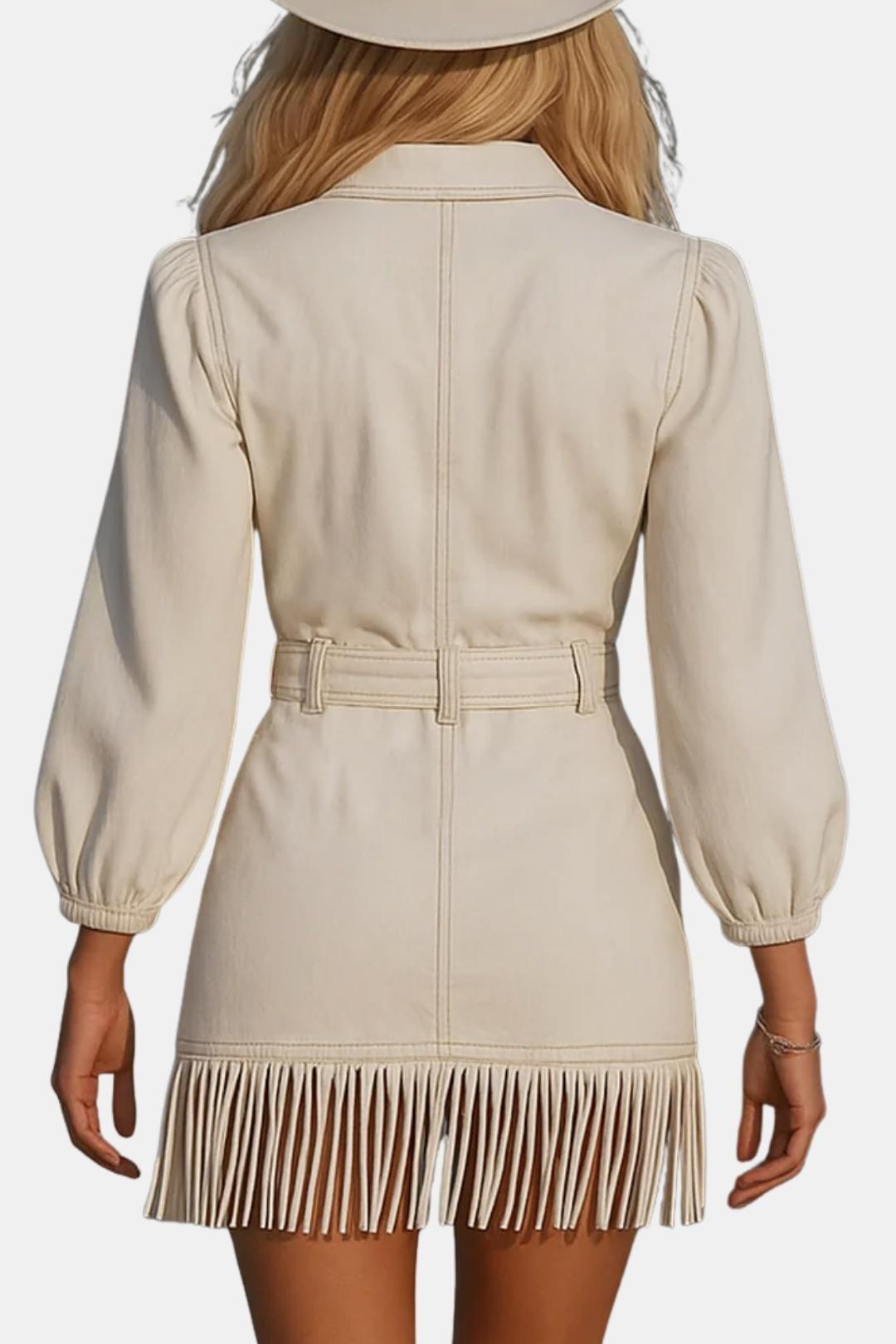 Damaris Western Denim Mini Kjole – Frynsedetalje