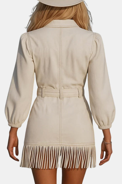 Damaris Western Denim Mini Kjole – Frynsedetalje
