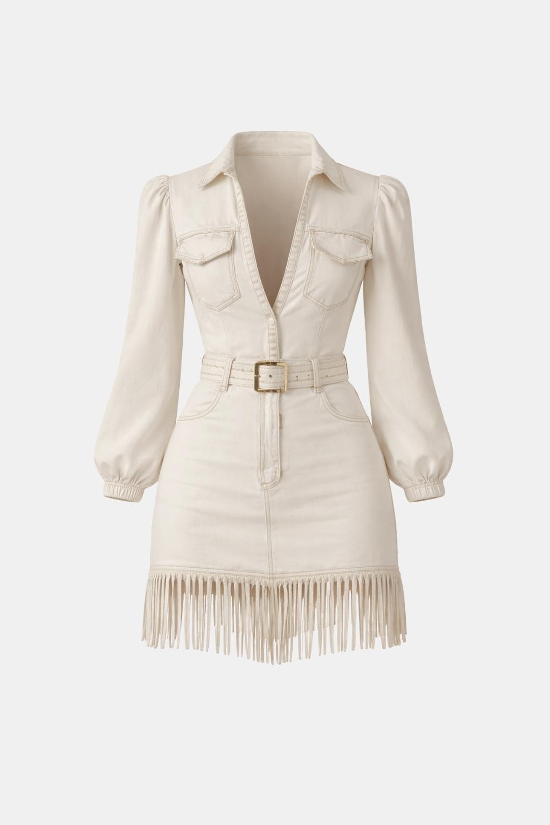 Damaris Western Denim Mini Kjole – Frynsedetalje