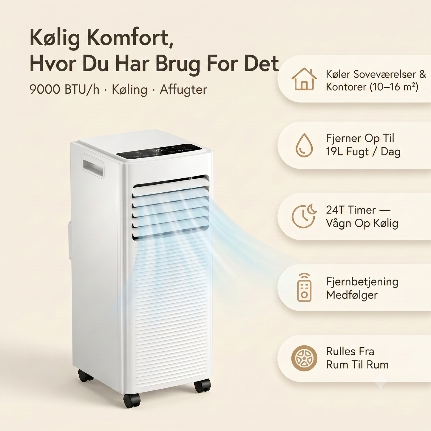 7000 BTU portable air conditioner, dehumidifier, and fan