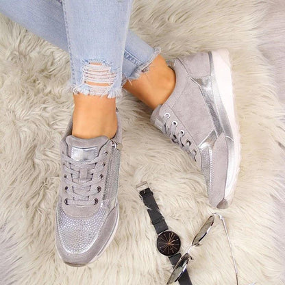 Glitrende Platform Sneakers Dame – Sneakers med Snøre