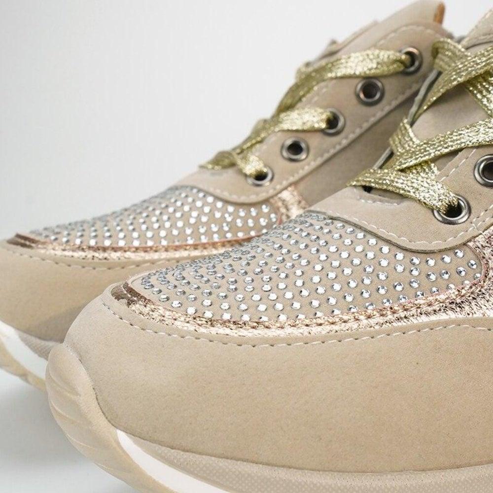 Glitrende Platform Sneakers Dame – Sneakers med Snøre