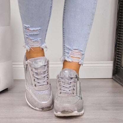 Glitrende Platform Sneakers Dame – Sneakers med Snøre