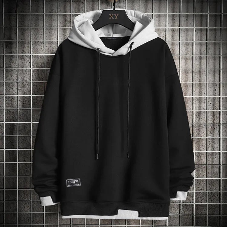 Hættetrøje Herre – Tofarvet Hoodie med Afslappet Pasform
