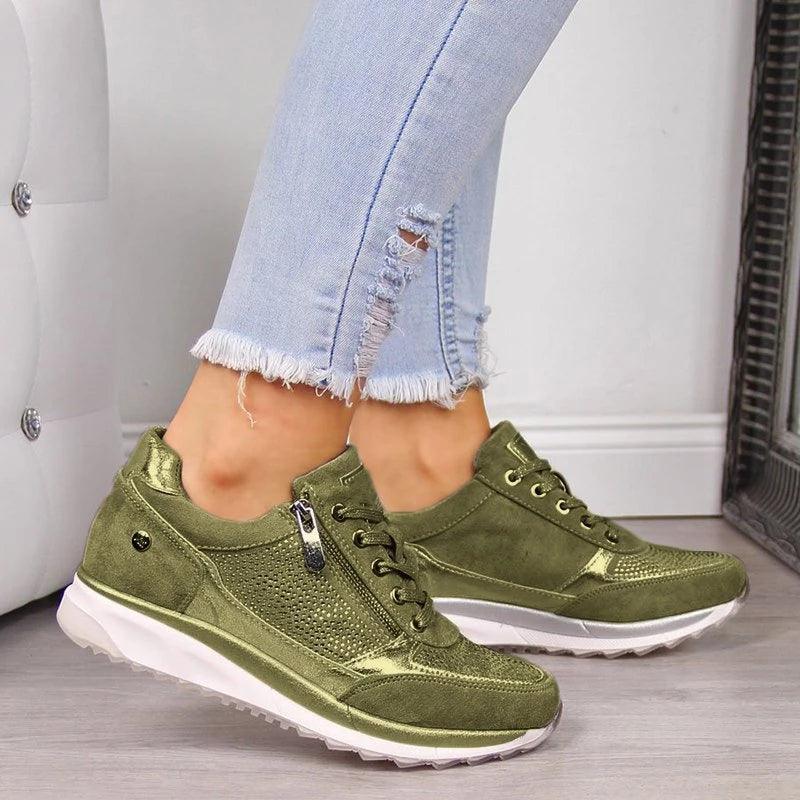 Glitrende Platform Sneakers Dame – Sneakers med Snøre