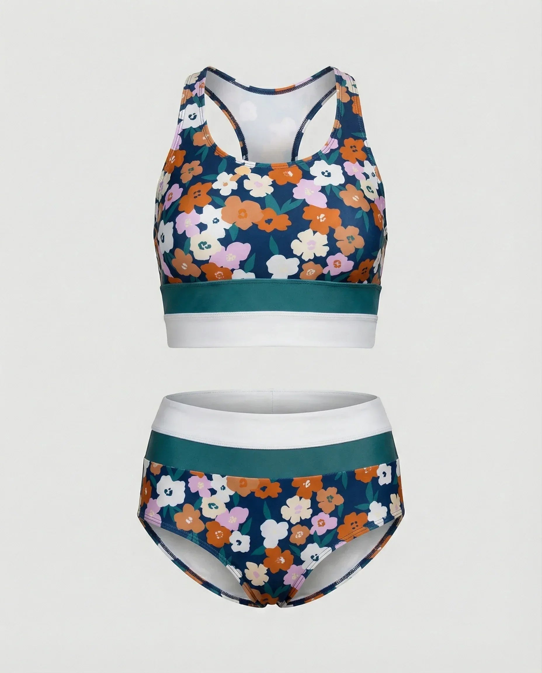 Sporty Bikini Sæt Dame – Tofarvet Bikini med Racerback Top – Oliven grøn