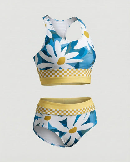 Sporty Bikini Sæt Dame – Tofarvet Bikini med Racerback Top – Oliven grøn
