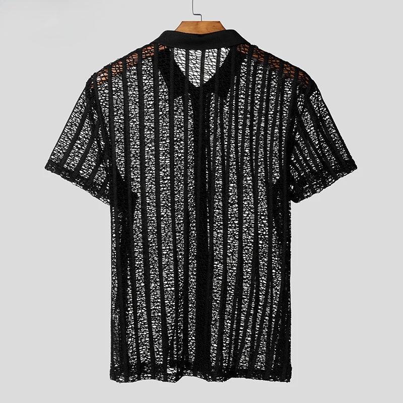 Mesh Skjorte Herre – Let Strand Shirt med Kort Ærme