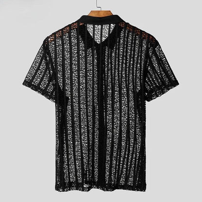 Mesh Skjorte Herre – Let Strand Shirt med Kort Ærme