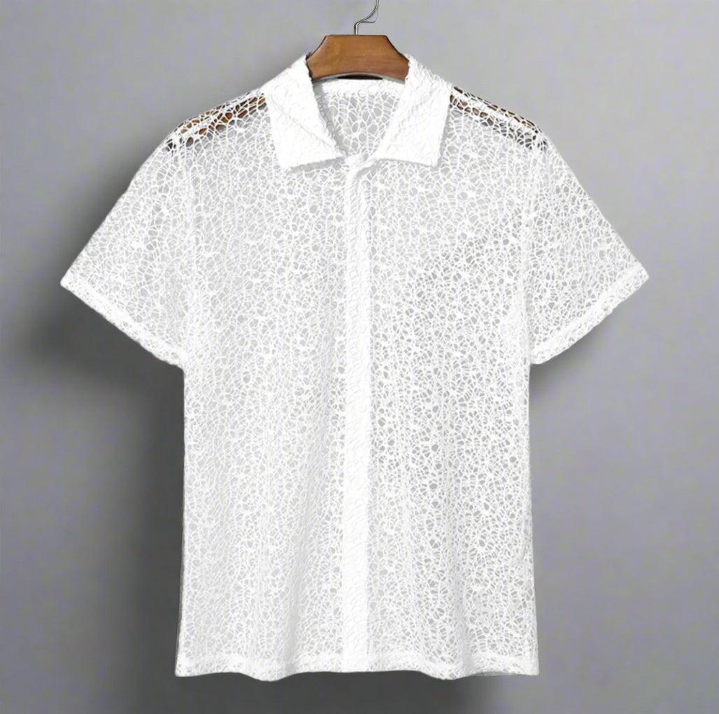 Mesh Skjorte Herre – Let Strand Shirt med Kort Ærme