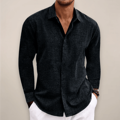 Hørskjorte Herre – Klassisk Langærmet Skjorte med Tailored Fit
