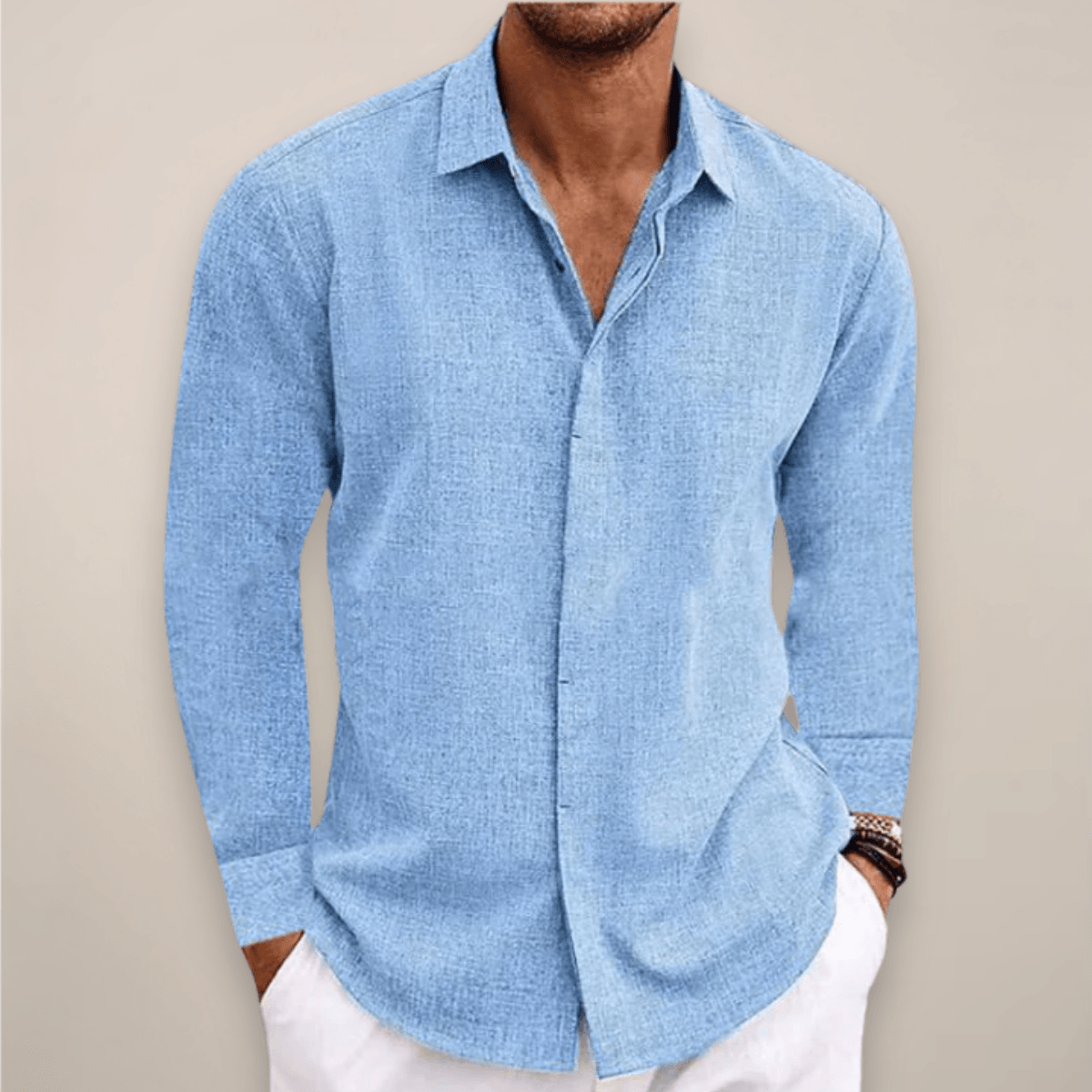 Hørskjorte Herre – Klassisk Langærmet Skjorte med Tailored Fit