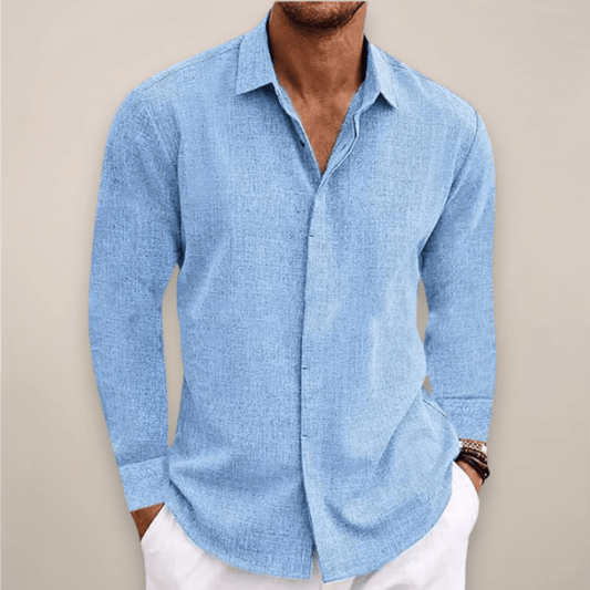 Hørskjorte Herre – Klassisk Langærmet Skjorte med Tailored Fit