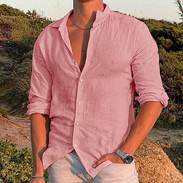 Hørskjorte Herre – Let Langærmet Sommerskjorte med Knapper
