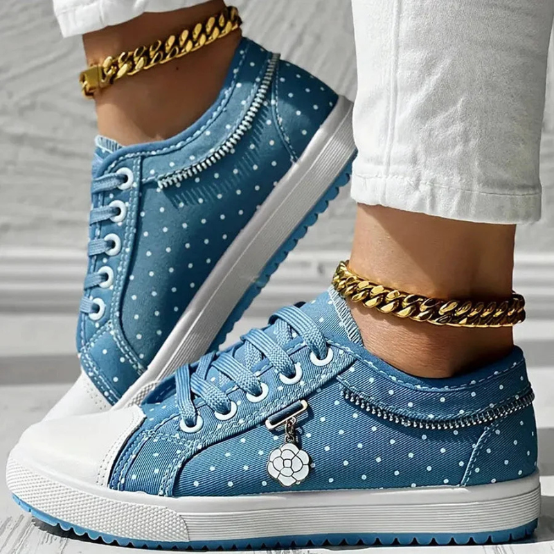Sneakers Dame – Platform Sko med Blomsterbroderi og Lynlås