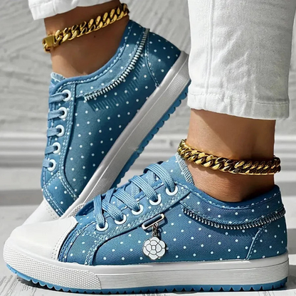 Sneakers Dame – Platform Sko med Blomsterbroderi og Lynlås